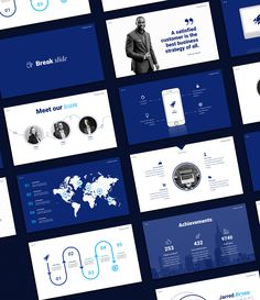 the blue and white presentation slideshow is ready to be used as a powerpoint template