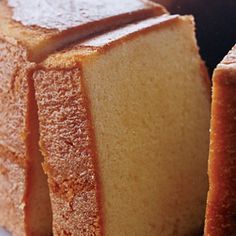 slices of pound cake sitting on top of a white plate