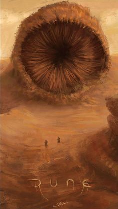 an image of a giant object in the middle of a desert with people walking around it