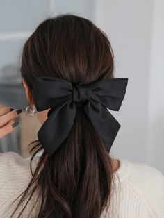 Knot Ponytail, Over 60 Hairstyles, Bow Hair, Bow Hair Clips, Aesthetic Hair, Black Bow