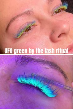 Lash Extensions, Creative Inspiration, Lashes, Makeup, Green