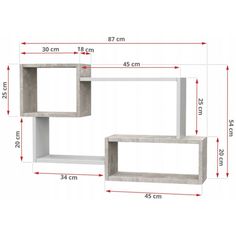 two shelves with measurements for each shelf in the same size as shown on this page