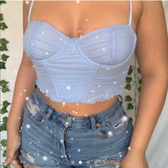 Nwt Baby Blue Corset Crop Top In Size Small. This Color Is Beautiful And Fits Amazing Just Never Had A Chance To Wear It And Willing To Sell:) Blue Tube Top With Built-in Bra For Summer, Fitted Crop Top Tube Top With Straps, Fitted Tube Top With Straps, Fitted Crop Top With Built-in Bra And Underwire, Fitted Crop Top With Adjustable Straps And Underwire, Light Blue Fitted Cami Top, Fitted Light Blue Cami Top, Trendy Blue Spaghetti Strap Crop Top, Blue Cami Crop Top Bra Friendly