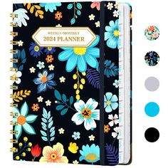 a planner book with flowers and polka dots