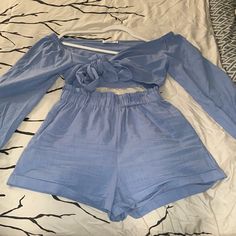 Super Cute Set! Top Did Not Fit Me. Size L. Never Worn. Spring Matching Set Shorts, Two-piece Short Bottoms For Spring, Spring Two-piece Short Bottoms, Short Bottoms Matching Set For Spring, Matching Set Of Short Bottoms For Spring, Green Playsuit, Maroon Romper, Stitch Fix Women, Top Shorts Set