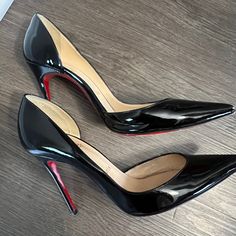 Iriza 100 Mm Pumps - Patent Calf Leather - Black Christian Louboutin 2013 Fall I Wore Them Once To A Wedding. They Are In Great Condition Except For The Bottom. See Photos. No Creases Anywhere. Will Send With The Bag It Came In Black Sculpted Heel For Galas, Black Heels With Branded Heel Counter For Galas, Black Pointed Toe Heels For Galas, Black Heels For Galas With Branded Heel Counter, Louboutin Shoes, Christian Louboutin Shoes, Black Heels, Shoes Women Heels, Calf Leather