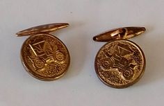 This is a Brass Tone Antique Automobile Vintage Pair Cuff Links. They are in good vintage condition. They measure approximately .75 inches across and about 1 inch from the face of the cuff link to the bottom stop. **As with anything that is pre-owned or previously used, there may be some signs of age or use. Most of the pins or other items listed are pre-owned or used. When I state that the condition is excellent, it is stating that for the age of a piece, it is in an excellent condition relativ Antique Business Cufflinks With Polished Finish, Antique Gold Cufflinks, London Watch, Vintage Engraved Collectible Cufflinks, Vintage Yellow Gold Cufflinks With Screw Back, Vintage Screw Back Cufflinks For Anniversary, Vintage Collectible Cufflinks, Watch Cufflinks, Vintage Gold Cufflinks With Screw Back