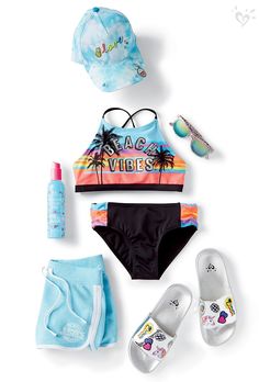 All set for a surfside adventure! Justice Accessories, Cute Bathing Suits, Tween Outfits, Kids Outfits Girls