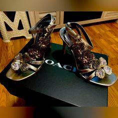 Champagne Color Brand New Never Worn Perfect Shoe For A Wedding Beautiful Floral Design Elegant Coach Heels For Party, Elegant Coach Party Heels, Spring Party Heels By Coach, Dress Shoe, Pump Dress, Champagne Color, Perfect Shoes, Coach Shoes, High Heel Pumps