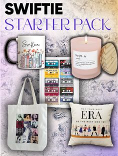 the swiffie starter pack includes two candles, one candle holder and three pillows