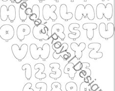 the letters and numbers are outlined in black ink with white outline on a white background