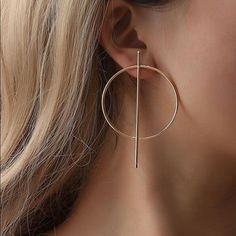 Material: Alloy Earring Length: Approximately 4.5cm Minimalist Wedding Jewelry, Alloy Earrings, Loop Earrings, Round Stud Earrings, Trendy Earrings, Big Earrings, Metal Earrings, Geometric Earrings, Circle Earrings