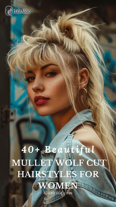 Tranform your short or long hair with mullet wolf cut layers. Edgy Haircuts Long Hair, Long Mullet Hairstyle Women Thick Hair, Mullet Updo Women, Womens Long Mullet, Long Hair Short Bangs Hairstyle, Mullet With Dreads, Freebird Mullet, How To Cut Your Own Hair In Layers Long, Long Edgy Haircut