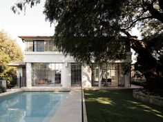 a house with a pool in the yard