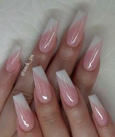 Ombre Nail Design, Ombre Acrylic Nails, White Acrylic Nails, Ombre Nail Designs, Acrylic Coffin, Acrylic Nails Coffin Short, Nail Designs Glitter, Pink Acrylic Nails, Fabulous Nails