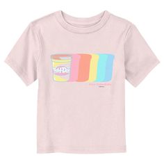 Welcome to the world of Play-Doh! Little ones can now unleash their creativity while wearing this fun officially licensed Play-Doh Live Colorfully Graphic T-Shirt! Let your child's artistic abilities shine and celebrate everyone's favorite brand with this unique tee featuring the iconic Play-Doh container alongside multicolored silhouettes, and the phrase: "Live Colorfully" printed in pink lettering below. Whether they love to play or explore, these colorful Play-Doh designs will be the perfect Screen Print Short Sleeve T-shirt For Playtime, Pink Pre-shrunk T-shirt For Playtime, Multicolor Short Sleeve T-shirt For Playtime, Multicolor Graphic Tee For Playtime, Playful Graphic Design Short Sleeve T-shirt, Pink Graphic Tee For Playtime, Movies Outfit, Toddler Play, Floral Logo