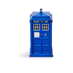 a blue police box on a white background