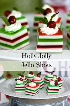 small jello shots are arranged on a cake plate