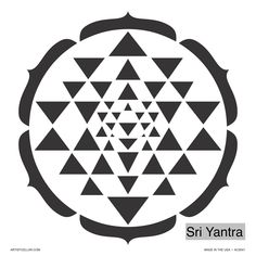 the sri yantra symbol in black and white