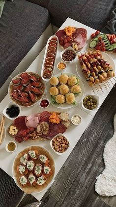 a table filled with different types of food