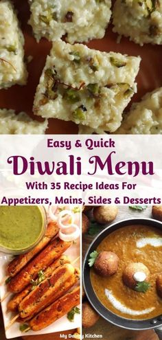 easy and quick diwali menu with 35 recipe ideas for appetizers, mains, sides & desserts