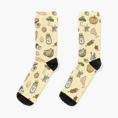 Super soft all-over printed knit socks with extra cushioning in the sole. Suitable for men and women. Give me all the hearty food plz. See the alternate versions of this design in my other works. Zelda Socks, Hearty Food, Knit Socks, Socks For Sale, Knitting Socks, Give It To Me, Multi Color, Socks, Men And Women