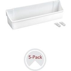 5 - pack white plastic storage bins with dividers for kitchen utensils