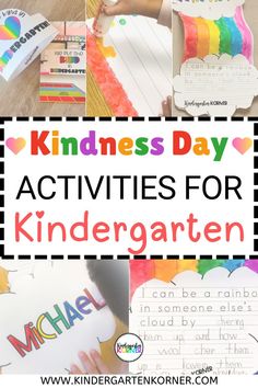 a collage of activities for kids to do in the classroom with text that reads kindness day