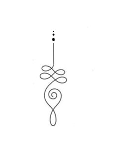 a line drawing of a hook with two spirals on it and an arrow in the middle