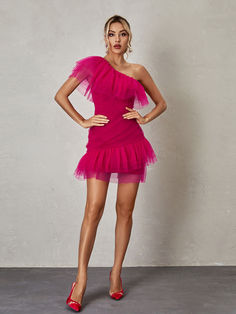 Make a lasting impression in the Margaret One Shoulder Tulle Mini Dress! This unique one shoulder design features a detachable tulle skirt for a fun and flirty look. The mini length design of this dress embraces your curves for a stunning silhouette that will turn heads at any occasion. Material: 100% Polyester Stretch Factor: Non Stretch Clean: Gentle machine wash Color may vary due to the lighting on images. The product images (without model) are the closest to the true color of the product Mo Glamorous Fitted Mini Dress With Tulle Skirt, Flirty One-shoulder Mini Dress For Party Season, Prom Season Mini Dress With Tulle Skirt, Evening Mini Dress With Tulle Skirt, Fitted Mini Dress With Tulle Skirt For Prom, Flirty Mini Tulle Dress, Chic Mini Tulle Dress, Flirty Tulle Mini Dress, Fitted Tulle Mini Dress