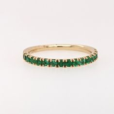 Stackable Rings-Natural Emerald Band in Solid 14k Yellow Gold || Green Gemstone Ring || Stackable Ring || May Birthstone || Engagement Band || Customize || - NNJGemstones Emerald Band, Birthday Date, Designer Silver Jewellery, Green Gemstone Ring, Night Christmas, Engagement Band, Jewelry Showcases, Jewelry Safe, May Birthstone