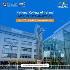 an advertisement for the national college of ireland mssc, in data analistics