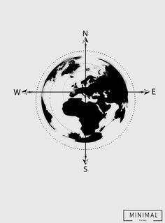 the earth is shown with an arrow pointing to it's north and west directions