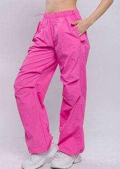 mabel love boutique Pink Parachute Pants Outfit, Pink Parachute Pants, Baggy Parachute Pants, Cargo Design, Young Miko, Baby Tees Y2k, Y2k Baby Tee, Fresh Kicks, Love Style