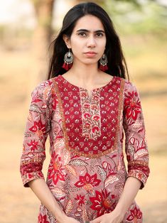 Kalamkari Kurti, Salwar Neck Designs, Colour Fashion, New Kurti Designs