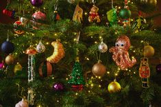 a christmas tree decorated with ornaments and lights