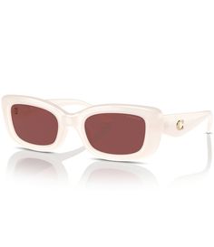 From COACH&#x2C; these women's sunglasses feature: Plastic/Acetate frameRectangle shapeSolid lensRx ableNon-polarizedApprox. 51mm lens-22mm bridge-140mm templeImported. Coach Sunglasses With Tinted Lenses For Summer, Summer Coach Sunglasses With Tinted Lenses, Coach Polarized Sunglasses For Summer, Chic Coach Sunglasses With Tinted Lenses, Rectangle Sunglasses, Crafts Beautiful, Eyewear Womens, Women's Sunglasses, Dillard's