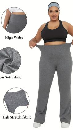 Stay comfortable and stylish this summer with these Plus Size High Rise Yoga Trousers. Perfect for workouts or casual wear, these flared leg pants offer high stretch and a wide waistband for a flattering fit. Ideal for plus size summer outfits and summer wear for women. #plussizesummerfashion #curvystyle #summeroutfits Summer Wear For Women, Yoga Trousers, Curvy Petite Fashion, Plus Size Workout