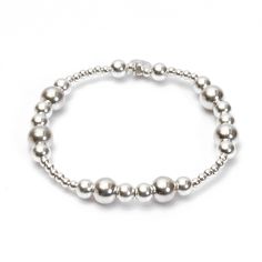 Bali Ball Bracelet - good charma White Gold Polished Beads Bracelet, Silver Stackable Pearl Bracelet Gift, Elegant Silver Stretch Bracelet With Polished Beads, Adjustable Sterling Silver Stretch Bracelet For Everyday, Modern Silver Bracelets With Round Beads, Modern Silver Beaded Bracelet As Gift, Nickel-free Classic Beaded Bracelet As Gift, Modern Silver Bracelet With Round Beads, Classic Nickel-free Beaded Bracelets As Gift