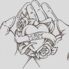 a hand holding a heart and two roses with the word mom on it's wrist