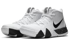 the nike zoom basketball shoe is white and black