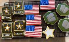 Army Retirement Cookies, Army Decorated Cookies, Usmc Cookies, Army Promotion Cookies, Navy Chief Cookies Decorated, Welcome Back Party, Military Retirement Cake