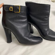 Black Leather Chloe Ankle Boots With Gold Buckle On The Side. Size 37 Chloe Boots, Chloe Shoes, Bootie Boots, Chloe, Ankle Boots, Black Leather, Buckle, Women Shoes, Boots