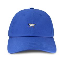 This royal blue dad hat features an embroidered Piping Plover on the front. Blue Dad Hat With Embroidered Logo And Curved Brim, Blue Dad Hat With Embroidered Logo, Blue Hats With Embroidered Logo And Curved Brim, Blue Embroidered Logo Dad Hat, Blue Dad Hat With Curved Visor, Blue Baseball Cap With Curved Brim And Embroidered Logo, Piping Plover, Mobile Stickers, Bird Mobile