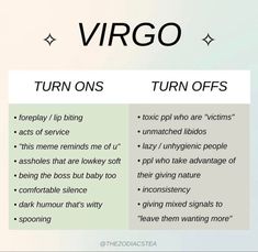 an info sheet describing the differences between virgo and turn offs