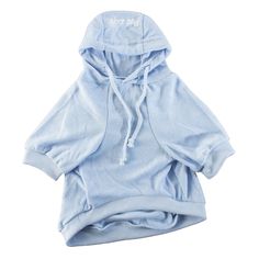 a light blue hoodie is shown on a white background