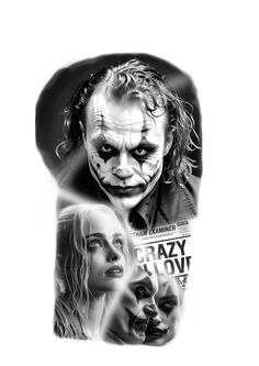 the joker movie poster is shown in black and white, with an image of his face as