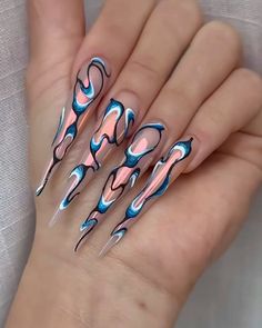 Edc Nails, Aquarium Nails, Long Nail Art, Art Deco Nails, Graduation Nails, Stiletto Nails Designs