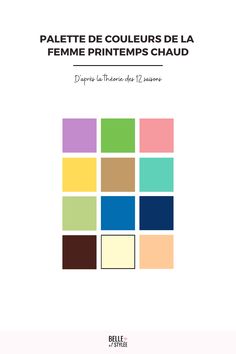 the cover of a book with different colors in squares and text that reads,'patte de couleurs de la ferme printemes chaud