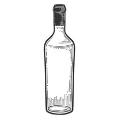 a black and white drawing of a bottle